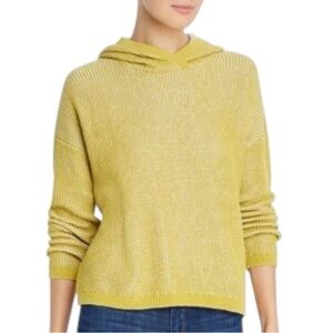 Eileen Fisher Textured Knot Hoodie Organic Cotton and Silk Women’s PL Chartreuse